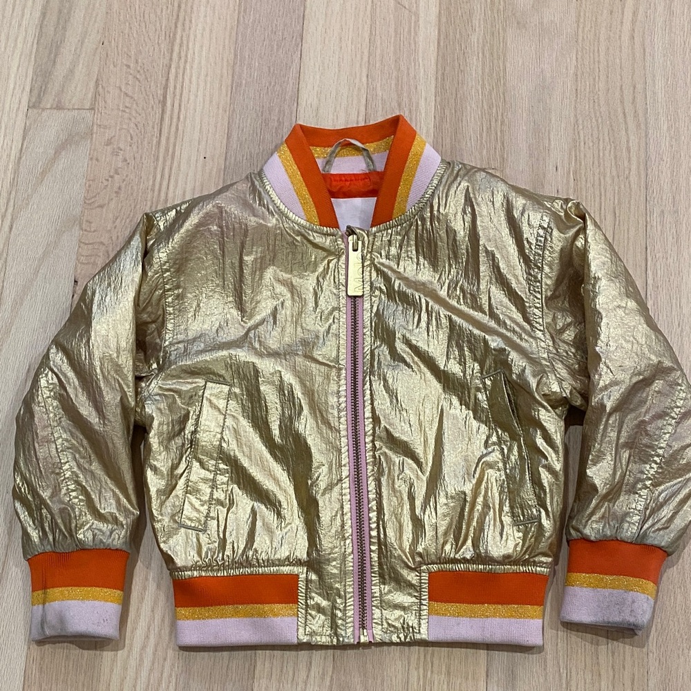 Molo Metallic Gold bomber Jacket with Zipper